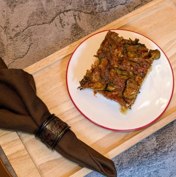 Saucy Zucchini Biscuit Bake plated