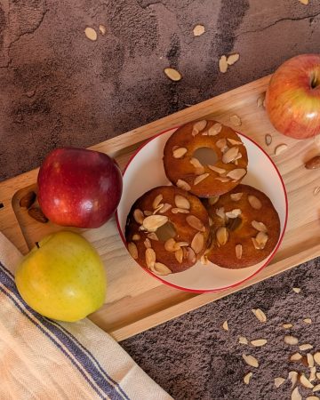 Almond Flour Apple Muffin Rings plated with some apples - take 2