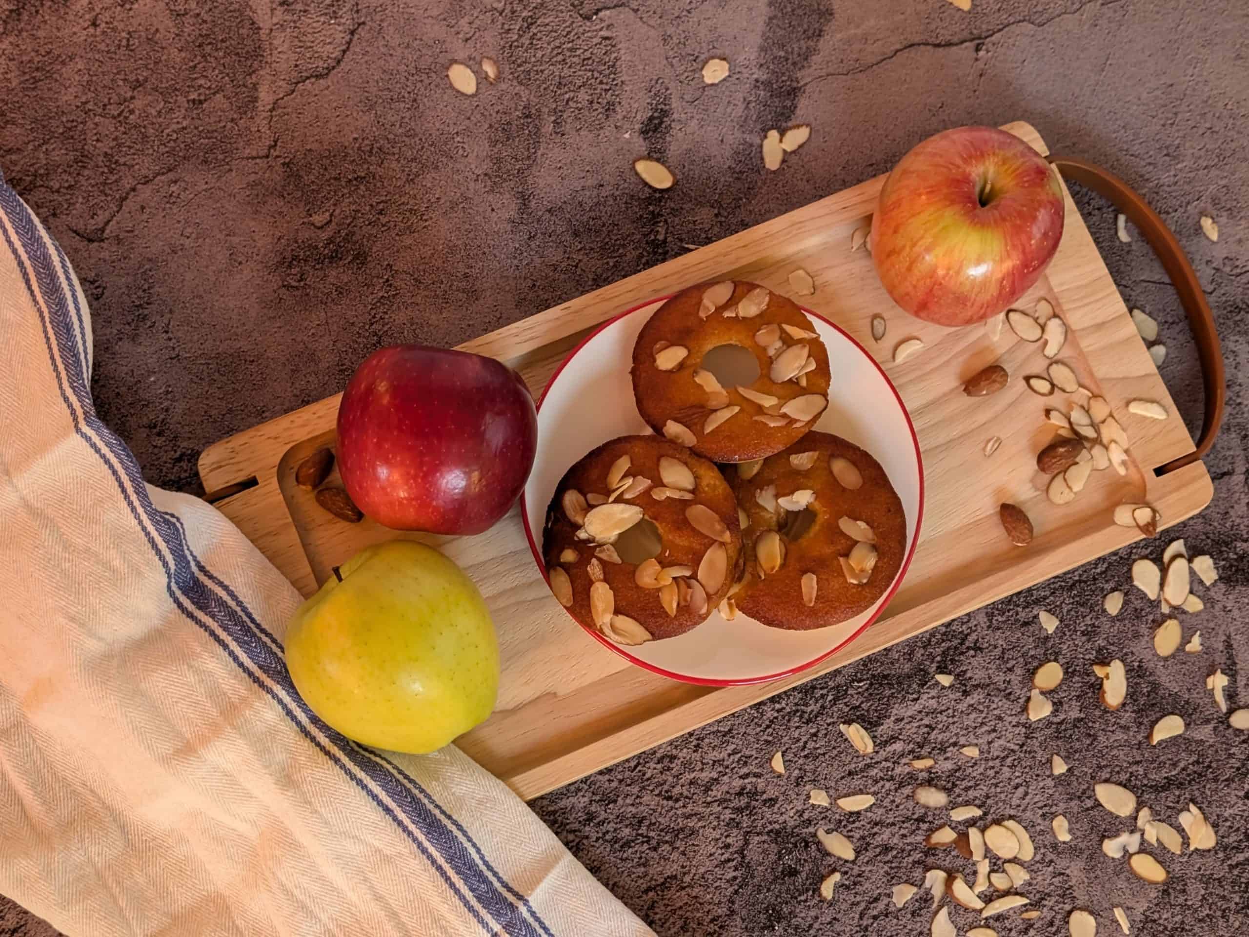 Almond Flour Apple Muffin Rings plated with some apples - take 2