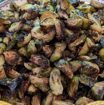 Easy Roasted Brussels Sprouts on a serving platter