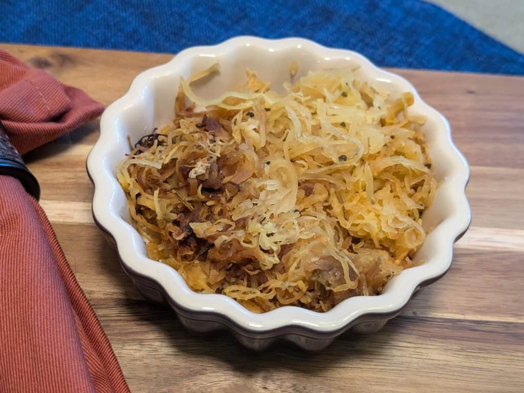 Roasted Spaghetti Squash plated close-up