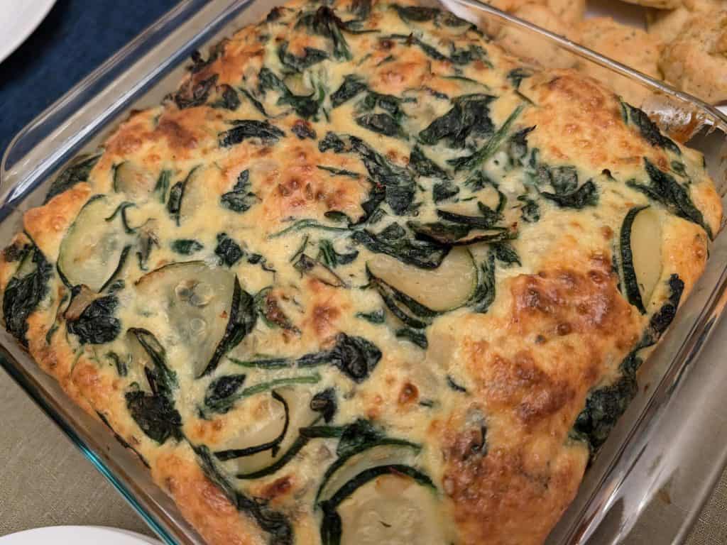 Zucchini Gouda Bake - In a casserole dish close-up