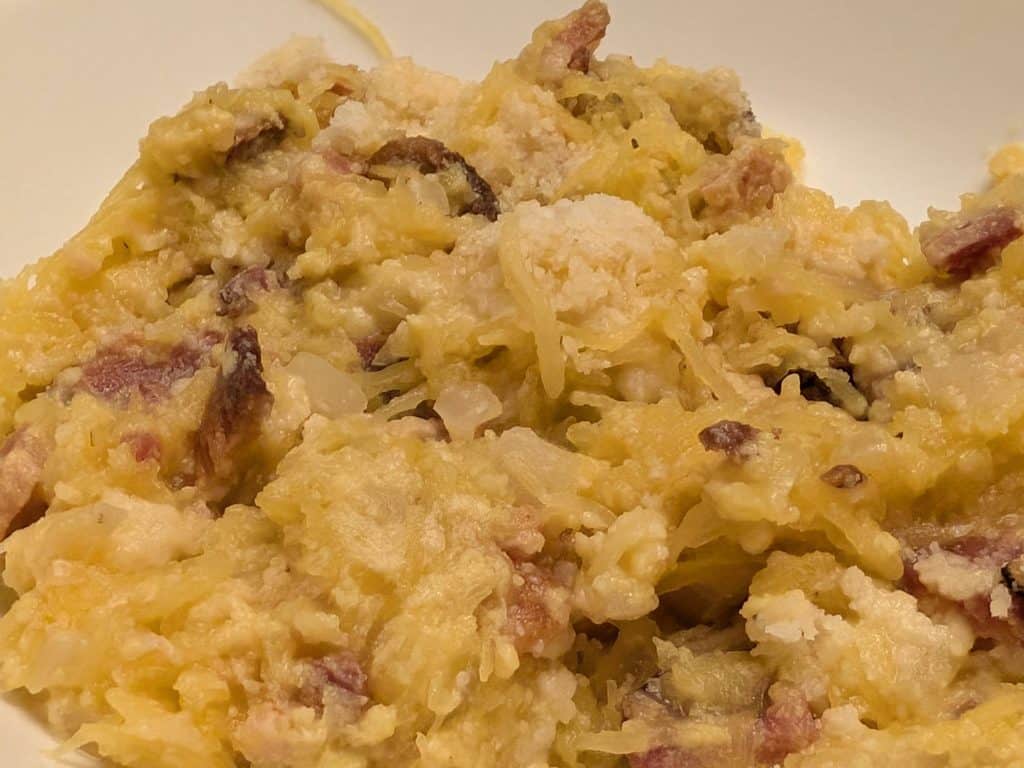 Spaghetti Squash Carbonara plated