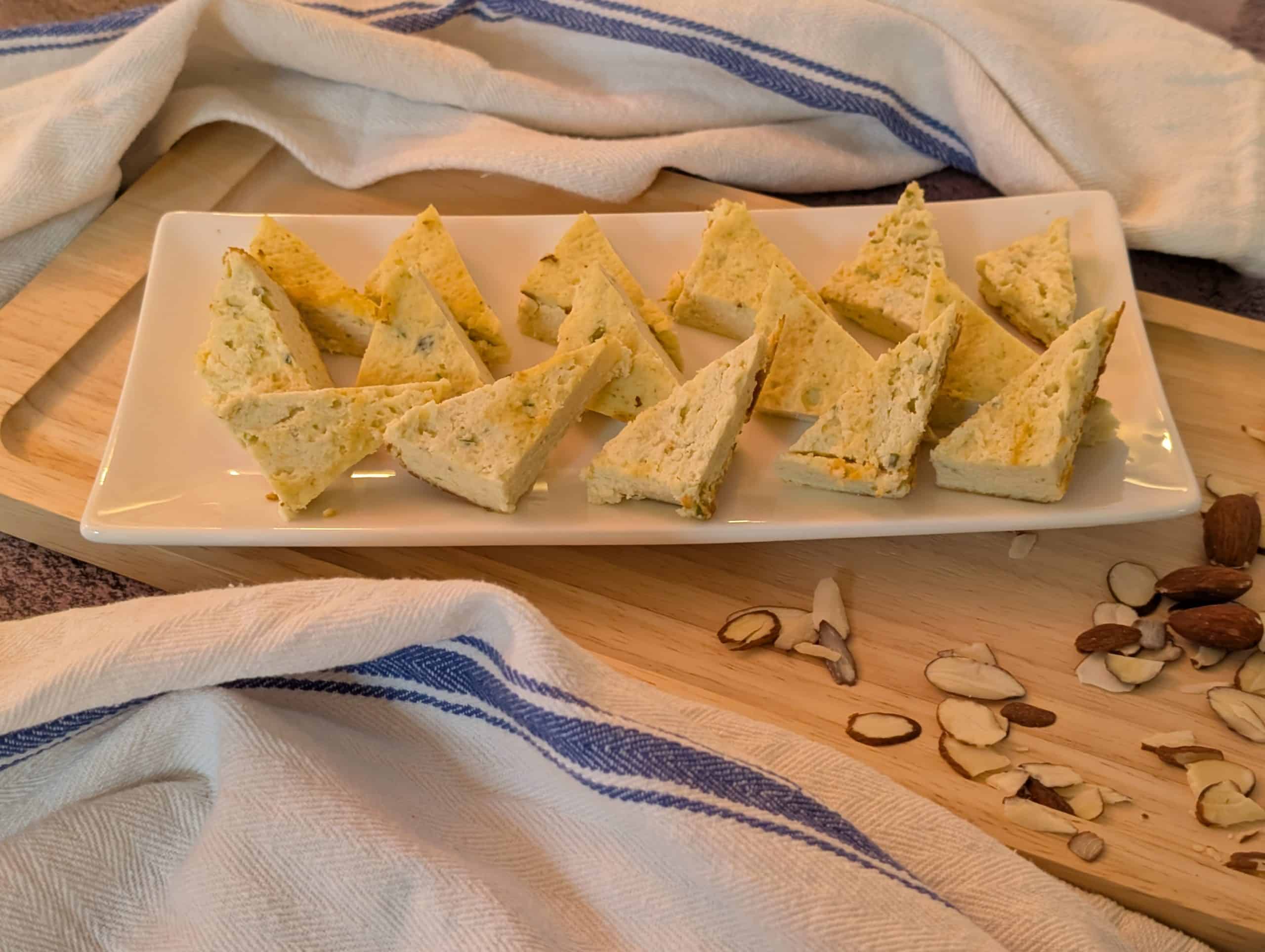 Savory Cheesecake Bites on a plate