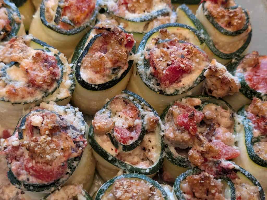 Pizza Masti Zucchini Roll-ups baked and ready to serve