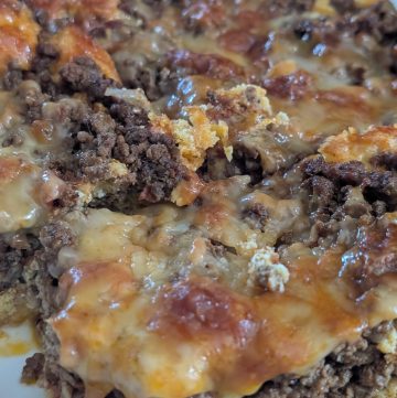 Cheesy Taco Casserole plated close-up