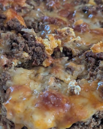 Cheesy Taco Casserole plated close-up