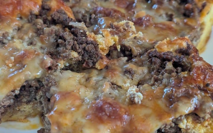 Cheesy Taco Casserole plated close-up