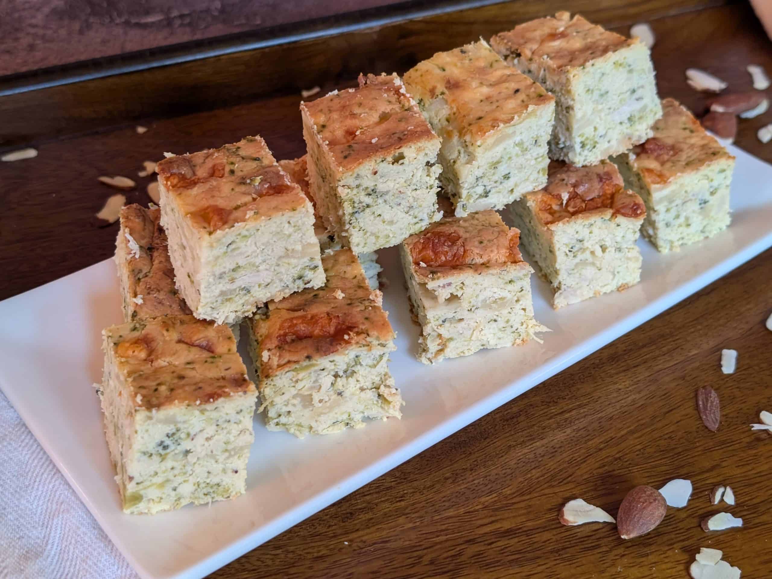 Crustless Chicken and Broccoli Quiche Squares - close up